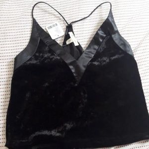 Urban Outfitters Black Velvet Crop Top